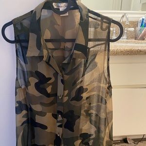 Sans sauci women military print shirt